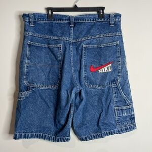 Nike | Men's Vintage Y2K Blue Jean Shorts Embroidered Logo Size 42